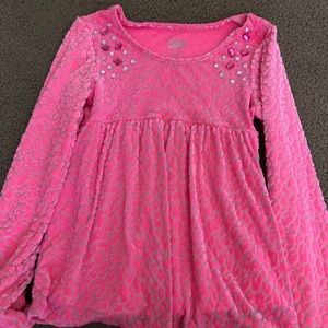 Long sleeve pink Justice swing top